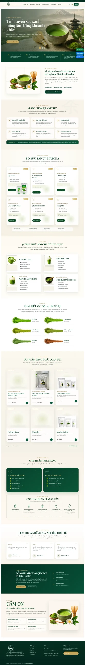 Giao diện website Ujimatchaseller do Web Công Nghệ triển khai.