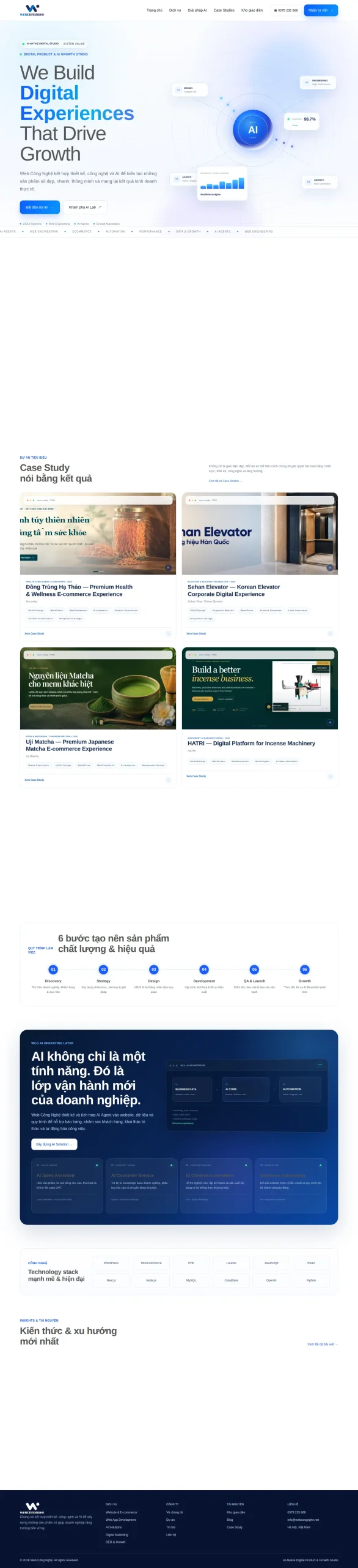 Giao diện website Webcongnghe do Web Công Nghệ triển khai.